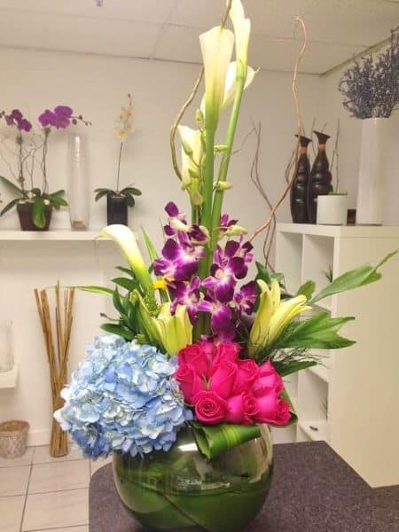 Fish Bowl Zen Style Flower Bouquet